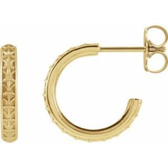 14K Yellow Geometric 13.5 mm Hoop Earrings